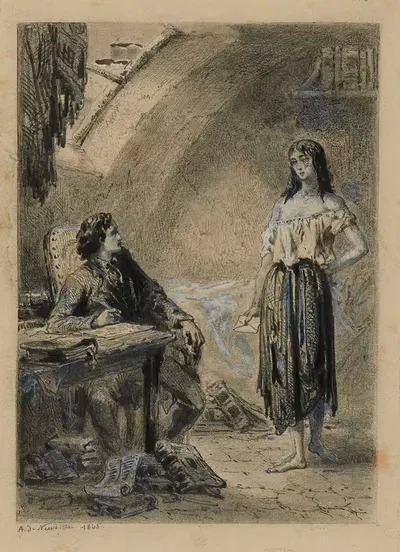Эпонин у Мариуса. Роза в нищете by Альфонс Мари де Нёвиль, 1865 — digital art print download
