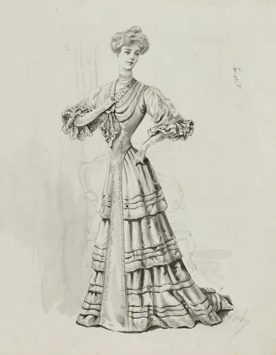 Dessin de mode by Cécile Kahn, 1900-1905 — digital art print download