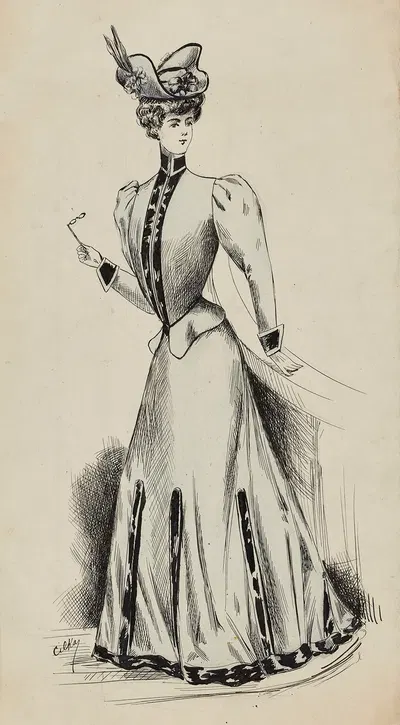 Dessin de mode by Cécile Kahn, 1900-1905 — digital art print download