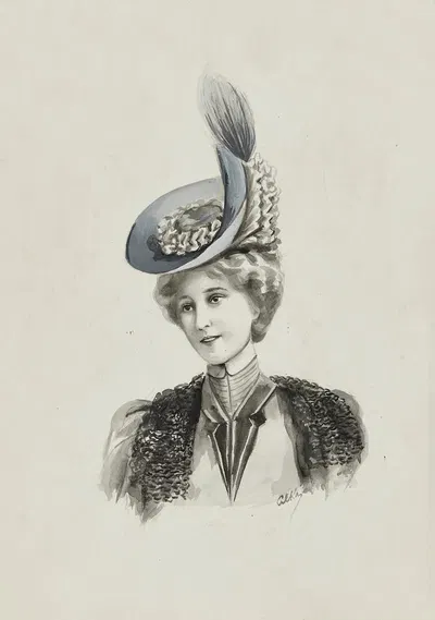 Dessin de mode by Cécile Kahn, 1900-1905 — digital art print download