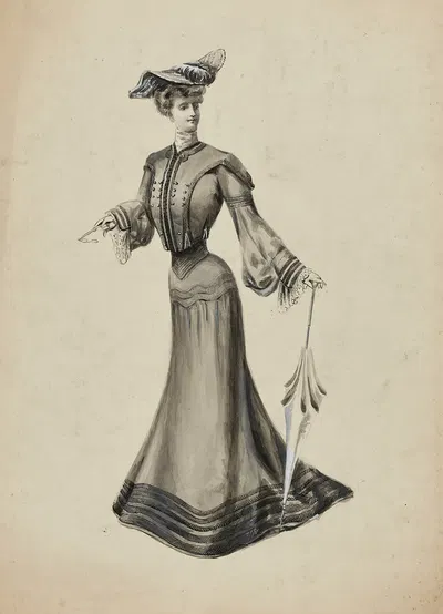 Dessin de mode by Cécile Kahn, 1900-1905 — digital art print download