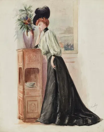 Dessin de mode by Cécile Kahn, 1900-1905 — digital art print download