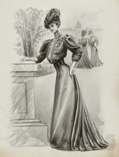 Dessin de mode by Cécile Kahn, 1900-1905 — digital art print download