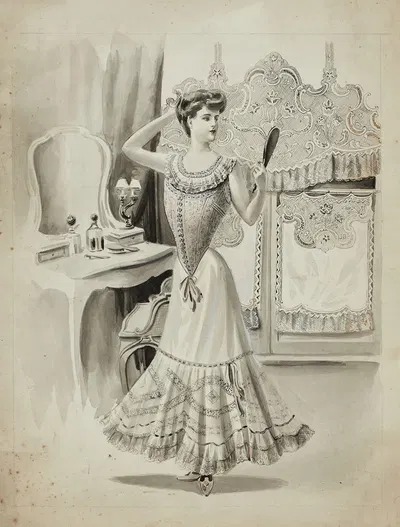 Dessin de mode by Cécile Kahn, 1900-1905 — digital art print download