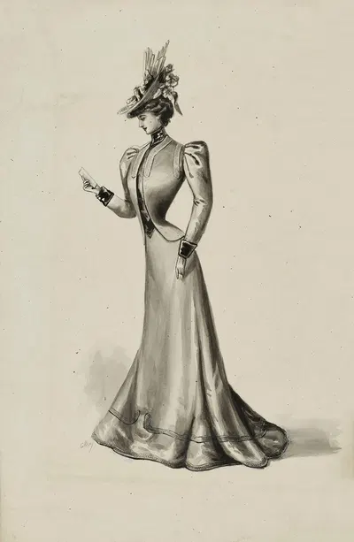 Dessin de mode by Cécile Kahn, 1900-1905 — digital art print download