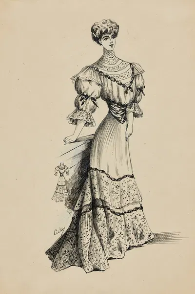 Dessin de mode by Cécile Kahn, 1900-1905 — digital art print download