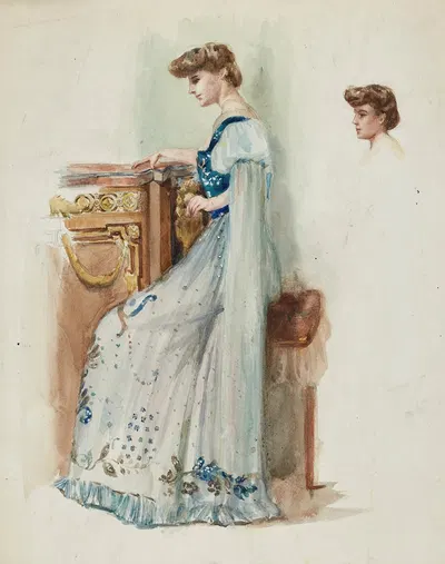 Dessin de mode by Cécile Kahn, 1900-1905 — digital art print download