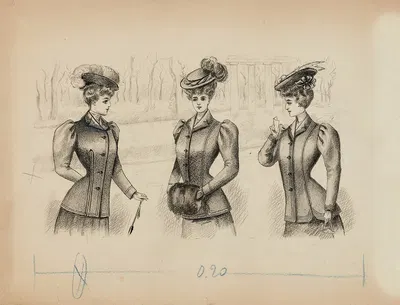 Dessin de mode by Cécile Kahn, 1900-1905 — digital art print download