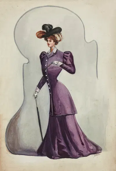 Dessin de mode by Cécile Kahn, 1900-1905 — digital art print download