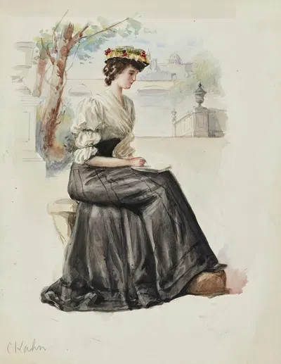 Dessinatrice sur les quais de Seine by Cécile Kahn, 1900-1905 — digital art print download