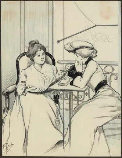 Женщины на балконе. by Фернан Луи Готлоб, 1902 — digital art print download