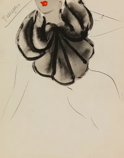 Черный воротник с драпировкой by М. П. Левен, 1938 — digital art print download