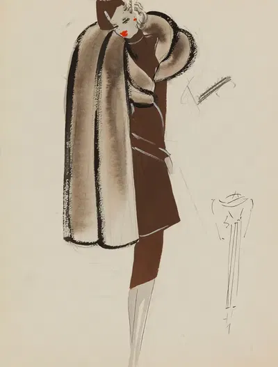 Две коричневые вещи с длинным воротником by М. П. Левен, 1938 — digital art print download