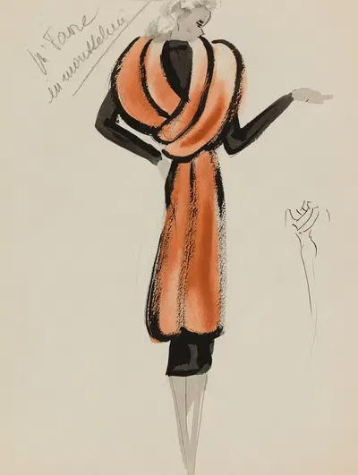 Коричневая туника на черном платье by М. П. Левен, 1938 — digital art print download