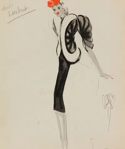 Черное пальто с белым мехом by М. П. Левен, 1938 — digital art print download