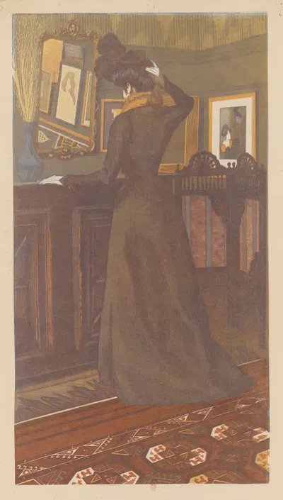 Jeune femme se recoiffant – Mlle Marcolesco, belle-sœur de l'artiste by Amédée Joyau, 1899 — digital art print download