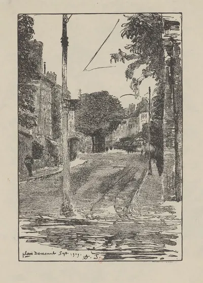 Place Denecourt (Fontainebleau) by Amédée Joyau, 1909 — digital art print download