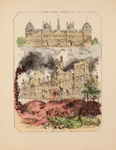 До и после пожара 1871 года, Ратуша 1 by Виктор Куандр, 1871 — digital art print download