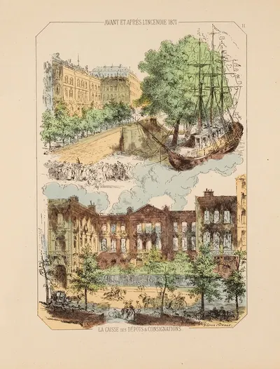 До и после пожара 1871 года Касса депозитов и консигнаций. 11 by Виктор Куандр, 1871 — digital art print download