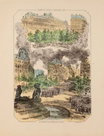 До и после пожара 1871 года Площадь водонапорной башни. 7 by Виктор Куандр, 1871 — digital art print download