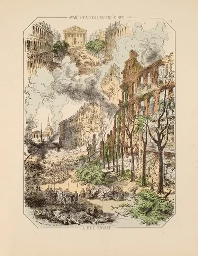 До и после пожара 1871 года Улица Рояль. 12 by Виктор Куандр, 1871 — digital art print download