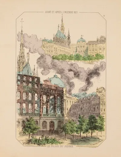 До и после пожара 1871 года Дворец правосудия. 9 by Виктор Куандр, 1871 — digital art print download