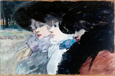 Три женщины в профиль by Анри Сомм, 1890-1900 — digital art print download