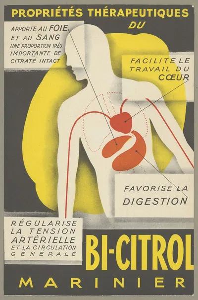 Propriétés thérapeutiques du Bi-citrol Marinier by Лаборатуар Мариниер, 1935 — digital art print download