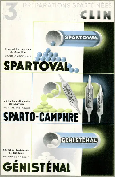 3 préparations spartéinées by Laboratoires Clin, Comar & Cie, 1910-1950 — digital art print download