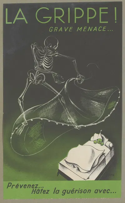 La grippe ! by Laboratoires de la Carnine Lefrancq, 1910-1950 — digital art print download