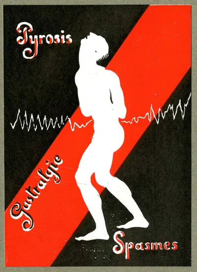 Pyrosis, gastralgie, spasmes by Laboratoires Mialhe, 1910-1950 — digital art print download