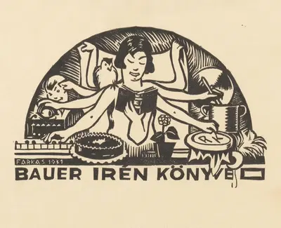 Экслибрис Ирен Бауэр by Дежё Фаркаш, 1931 — digital art print download