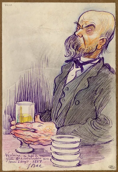 Verlaine au café du globe boulevard de l'Observatoire avec Henri d'Argis by Ferdinand Bac, 1890 — digital art print download