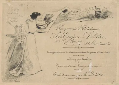 Визитная карточка типографов Огюста и Эжена Делатр в Париже by Анри Сомм, 1902 — digital art print download