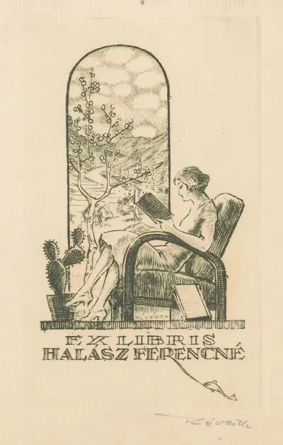 Ex libris van Ferencné Halász by Kornél Révész, 1934 — digital art print download