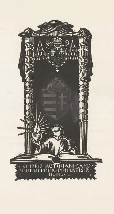 Ex libris van kardinaal Jusztinián Serédi by Kornél Révész, 1932 — digital art print download