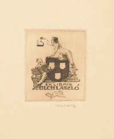 Ex libris van László Milch by Kornél Révész, 1935 — digital art print download