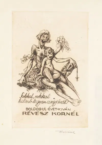 Nieuwjaarswens van Kornél Révész by Kornél Révész, 1932 — digital art print download