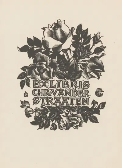 Ex libris van Chr. van der Straaten by Pam Georg Rueter, 1952 — digital art print download