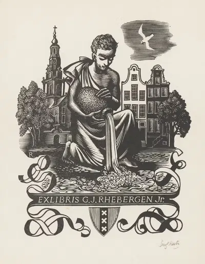 Экслибрис Г.Й. Реберген младшего by Пэм Георг Рютер, 1954 — digital art print download
