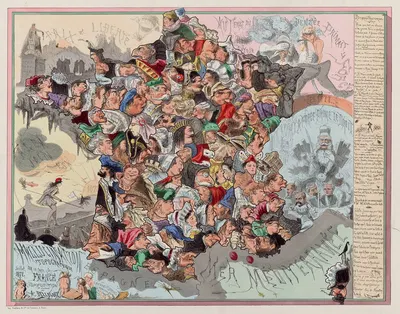 Карта Франции by Ахилл Беллогё, 1871 — digital art print download