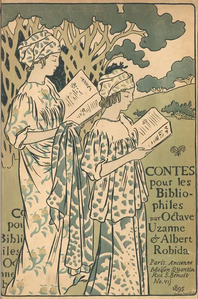 Contes pour les bibliophiles – cover by Albert Robida, 1895 — digital art print download