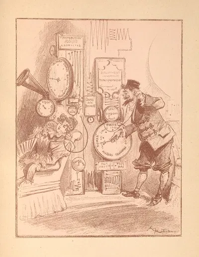 Littérature et musique – At home by Albert Robida, 1895 — digital art print download
