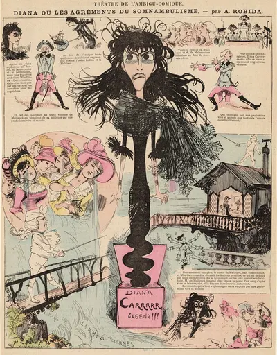 Théâtre de l'ambigu-comique. Diana ou les agréments du somnambulisme by Albert Robida, 1880 — digital art print download