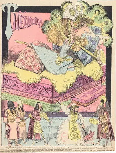 Théodora – de la ménagerie impériale de Byzance – Admirez la belle tigresse indolente Théodora… by Albert Robida, 1885 —…