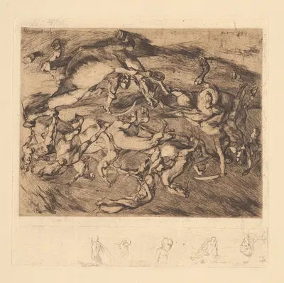 Amazonenkampf by Albert Welti, 1888 — digital art print download