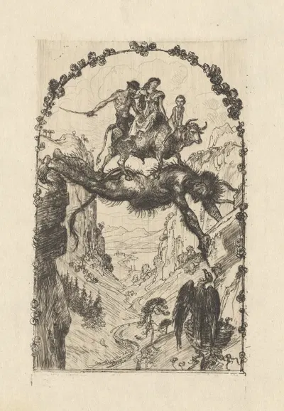Neujahrskarte Teufelsbrücke by Albert Welti, 1902 — digital art print download
