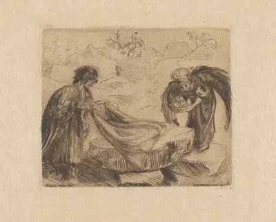 Zwei Engel den Tisch deckend by Albert Welti — digital art print download