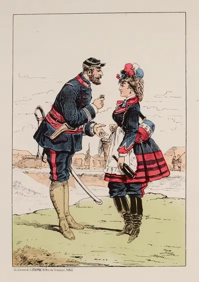 Garde nationale sédentaire. Officier – Cantinière. by Draner, 1871 — digital art print download