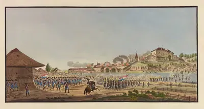 Изображение атаки на Лаупен by Франсуа Алойс Мюллер, 1798 — digital art print download